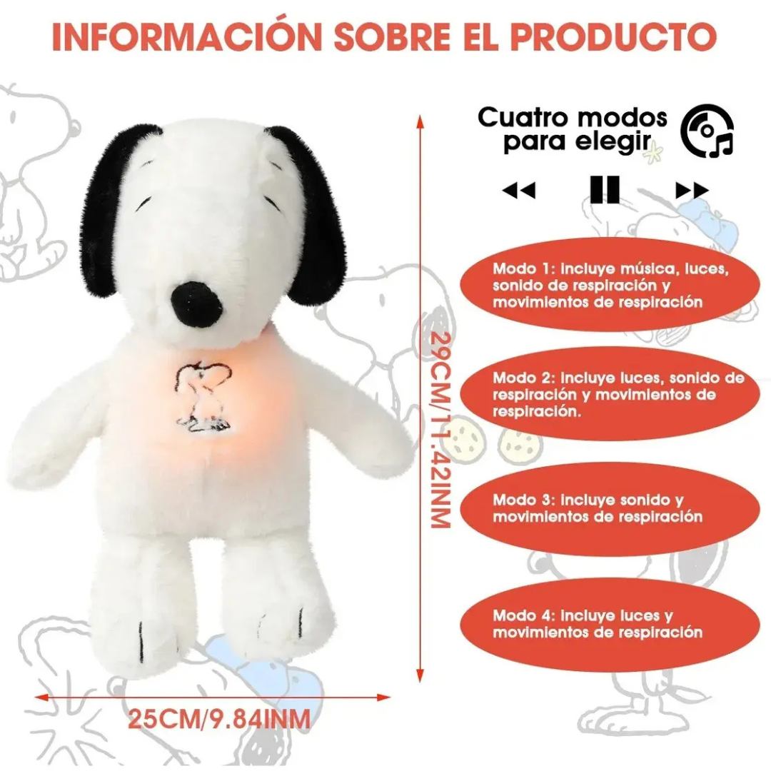 Peluche Snoopy con Respiración rítmica para bebés.